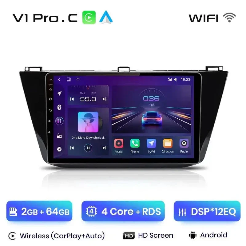 Radio Android do Volkswagen VW Tiguan (2016-2020) CarPlay Android Auto 4G WiFi GPS DSP