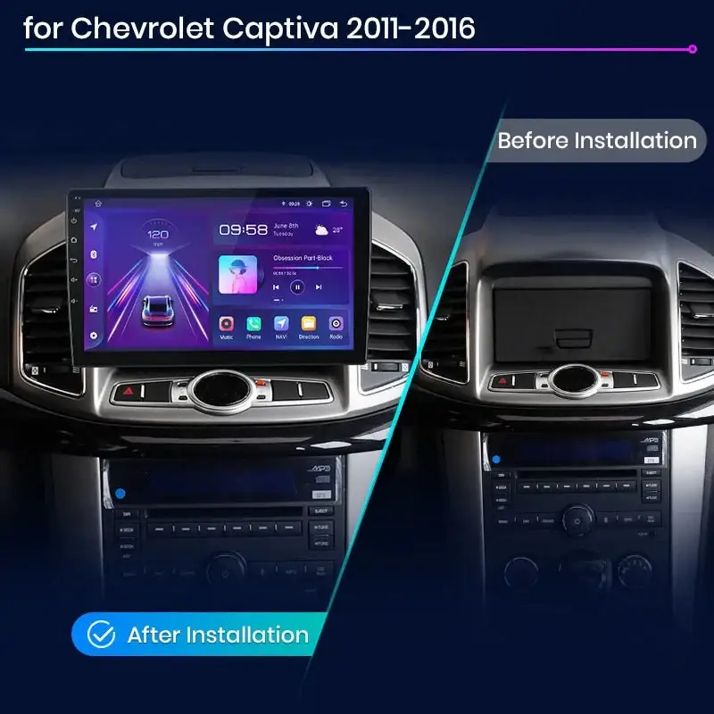 Radio Android do Chevrolet Captiva (2011-2016) CarPlay Android Auto 4G WiFi GPS DSP