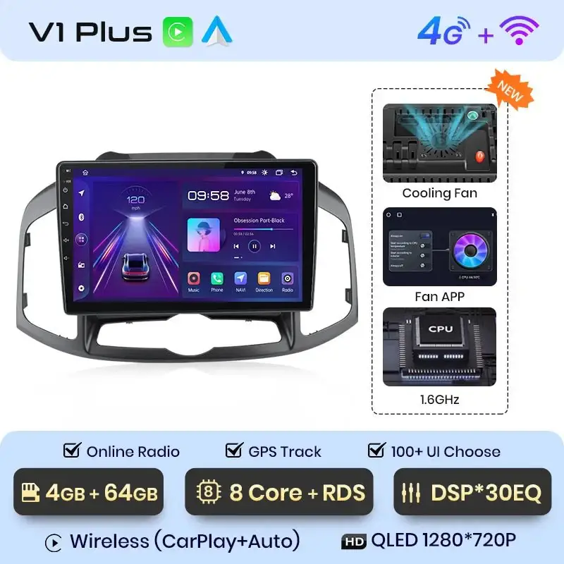 Radio Android do Chevrolet Captiva (2011-2016) CarPlay Android Auto 4G WiFi GPS DSP