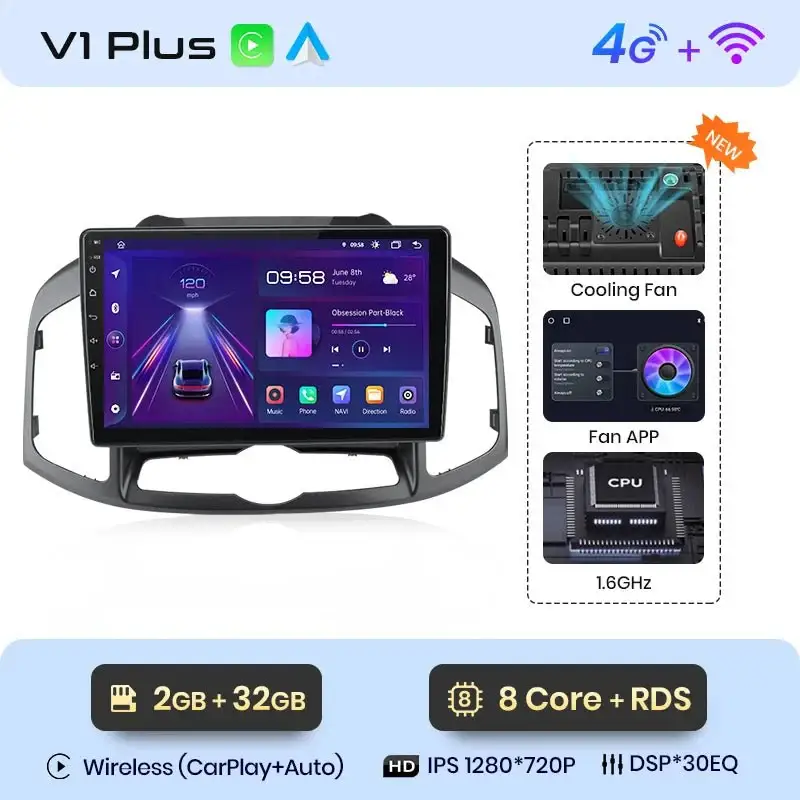 Radio Android do Chevrolet Captiva (2011-2016) CarPlay Android Auto 4G WiFi GPS DSP