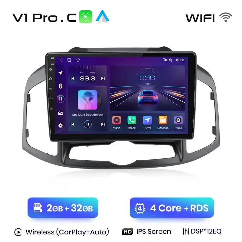 Radio Android do Chevrolet Captiva (2011-2016) CarPlay Android Auto 4G WiFi GPS DSP
