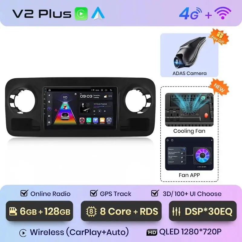 Radio Android do Mercedes-Benz Sprinter (2018-2022) CarPlay Android Auto 4G WiFi GPS DSP