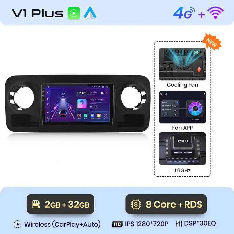 Radio Android do Mercedes-Benz Sprinter (2018-2022) CarPlay Android Auto 4G WiFi GPS DSP
