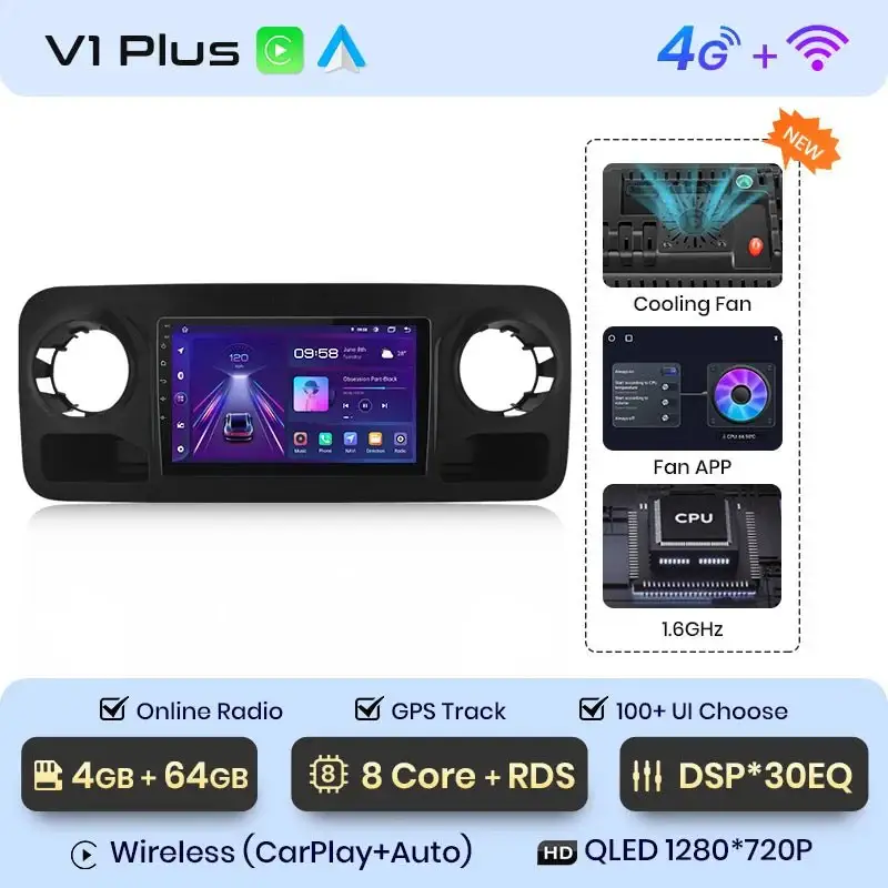 Radio Android do Mercedes-Benz Sprinter (2018-2022) CarPlay Android Auto 4G WiFi GPS DSP