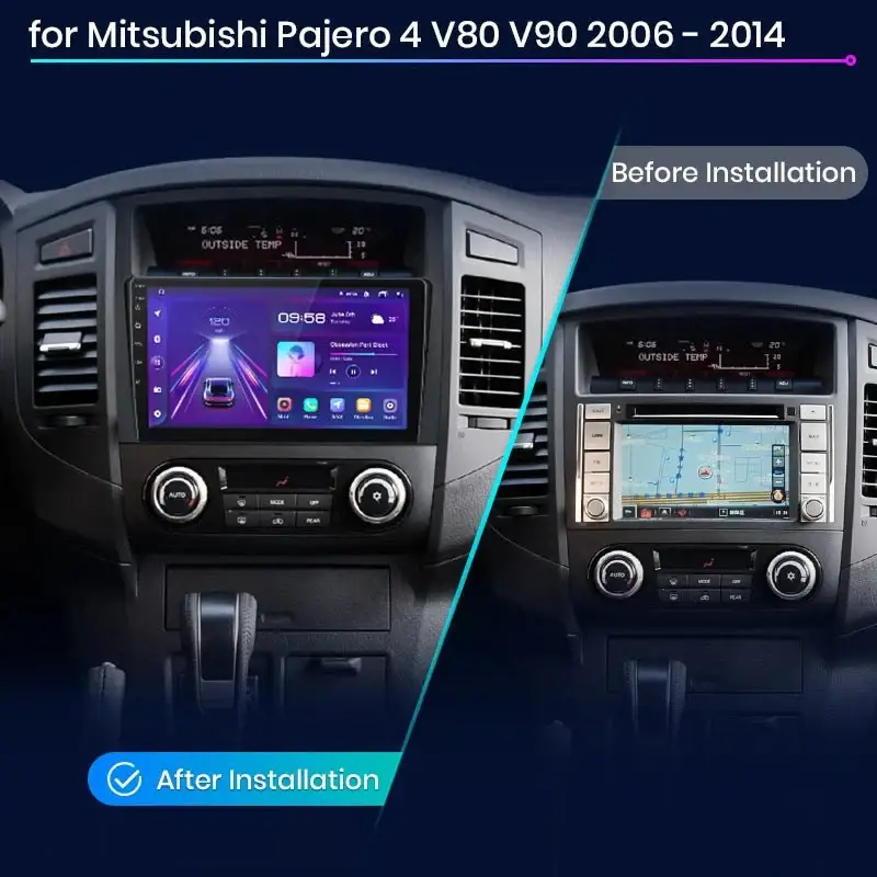 Radio Android do Mitsubishi Pajero IV (V80 V90) (2006-2014) CarPlay Android Auto 4G WiFi GPS DSP
