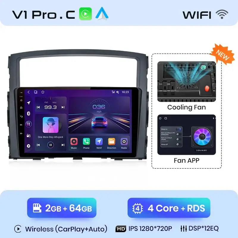 Radio Android do Mitsubishi Pajero IV (V80 V90) (2006-2014) CarPlay Android Auto 4G WiFi GPS DSP