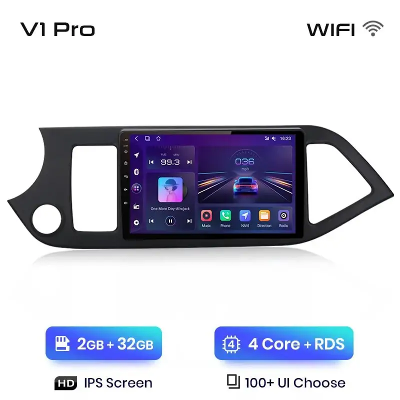 Radio Android do KIA Morning Picanto (2011-2016) CarPlay Android Auto 4G WiFi GPS DSP
