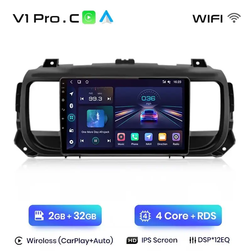 Radio Android do Peugeot Expert III Citroen Jumpy III Spacetourer (2016-2021) CarPlay Android Auto 4G WiFi GPS DSP