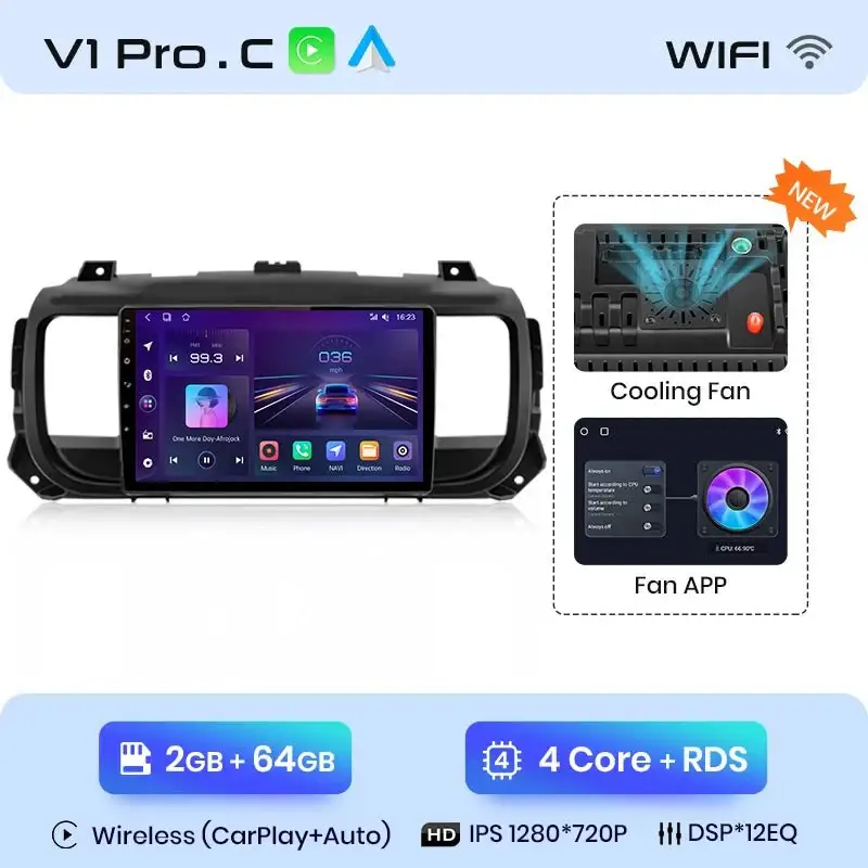 Radio Android do Peugeot Expert III Citroen Jumpy III Spacetourer (2016-2021) CarPlay Android Auto 4G WiFi GPS DSP