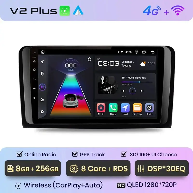 Radio Android do Mercedes-Benz ML W164 GL X164 CarPlay Android Auto 4G WiFi GPS DSP
