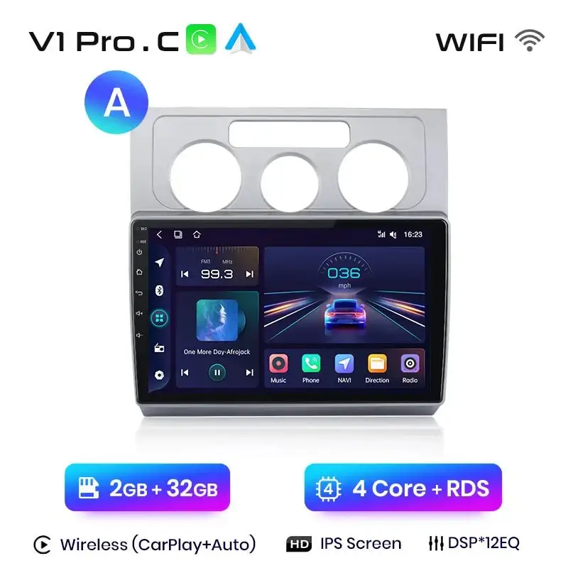 Radio Android do Volkswagen VW Touran I (2003-2010) CarPlay Android Auto 4G WiFi GPS DSP