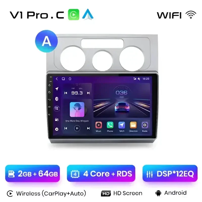 Radio Android do Volkswagen VW Touran I (2003-2010) CarPlay Android Auto 4G WiFi GPS DSP