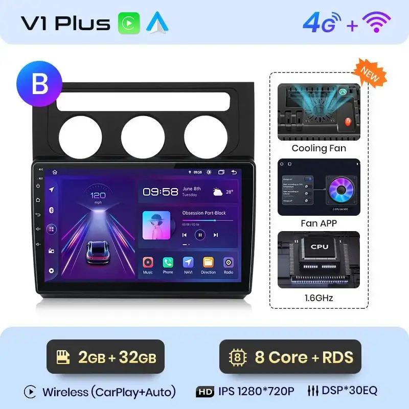 Radio Android do Volkswagen VW Touran I (2003-2010) CarPlay Android Auto 4G WiFi GPS DSP
