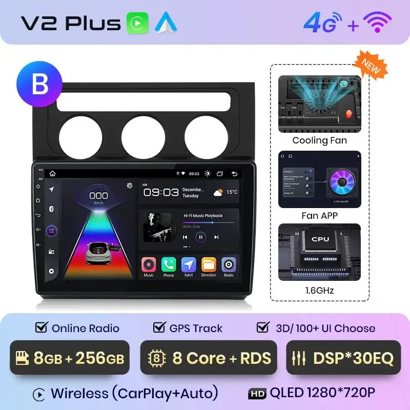 Radio Android do Volkswagen VW Touran I (2003-2010) CarPlay Android Auto 4G WiFi GPS DSP