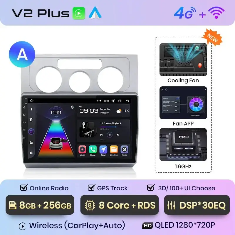 Radio Android do Volkswagen VW Touran I (2003-2010) CarPlay Android Auto 4G WiFi GPS DSP