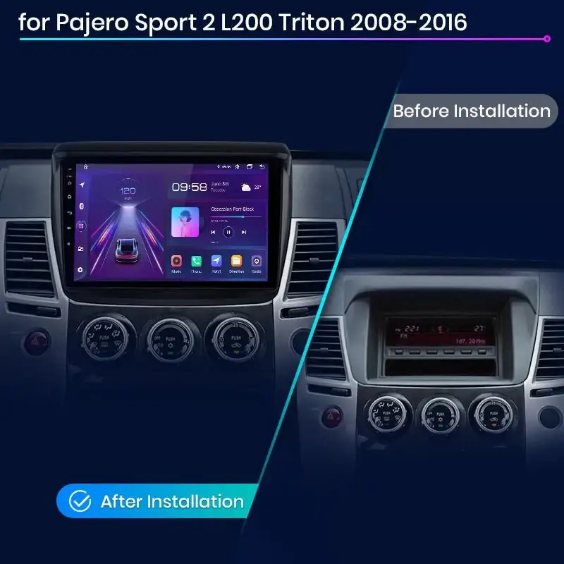 Radio Android do Mitsubishi Pajero Sport II L200 Triton (2008-2016) CarPlay Android Auto 4G WiFi GPS DSP