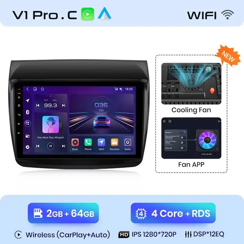 Radio Android do Mitsubishi Pajero Sport II L200 Triton (2008-2016) CarPlay Android Auto 4G WiFi GPS DSP