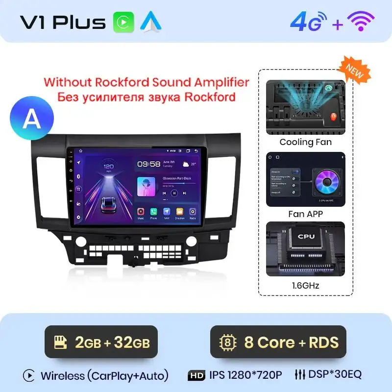 Radio Android do Mitsubishi Lancer (2007-2013) CarPlay Android Auto 4G WiFi GPS DSP
