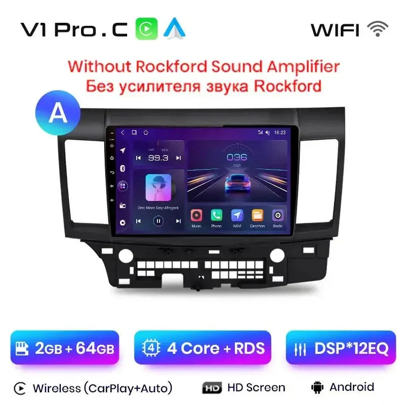 Radio Android do Mitsubishi Lancer (2007-2013) CarPlay Android Auto 4G WiFi GPS DSP