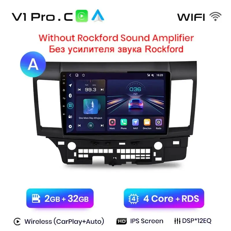 Radio Android do Mitsubishi Lancer (2007-2013) CarPlay Android Auto 4G WiFi GPS DSP