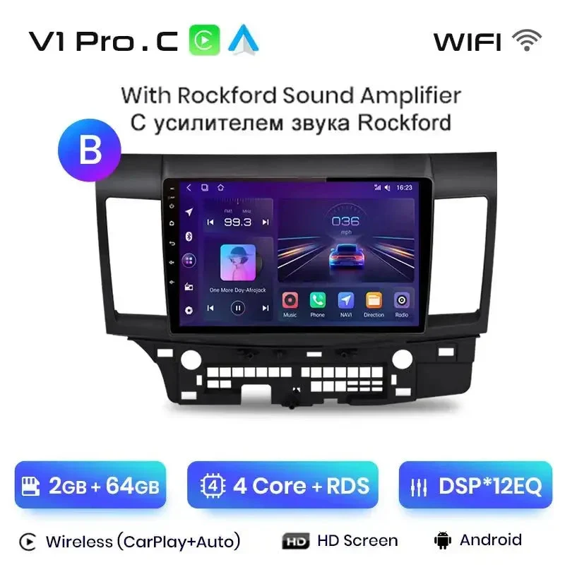 Radio Android do Mitsubishi Lancer (2007-2013) CarPlay Android Auto 4G WiFi GPS DSP