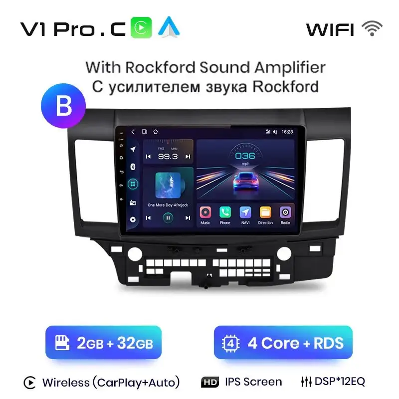 Radio Android do Mitsubishi Lancer (2007-2013) CarPlay Android Auto 4G WiFi GPS DSP