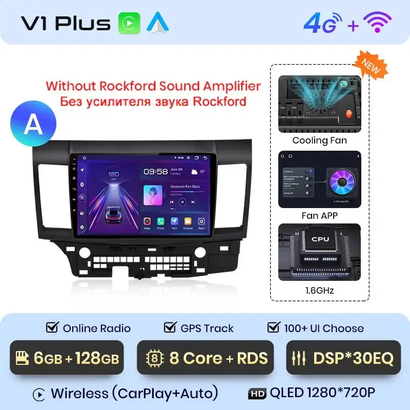Radio Android do Mitsubishi Lancer (2007-2013) CarPlay Android Auto 4G WiFi GPS DSP