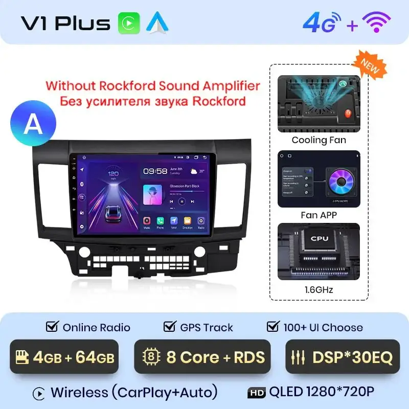 Radio Android do Mitsubishi Lancer (2007-2013) CarPlay Android Auto 4G WiFi GPS DSP