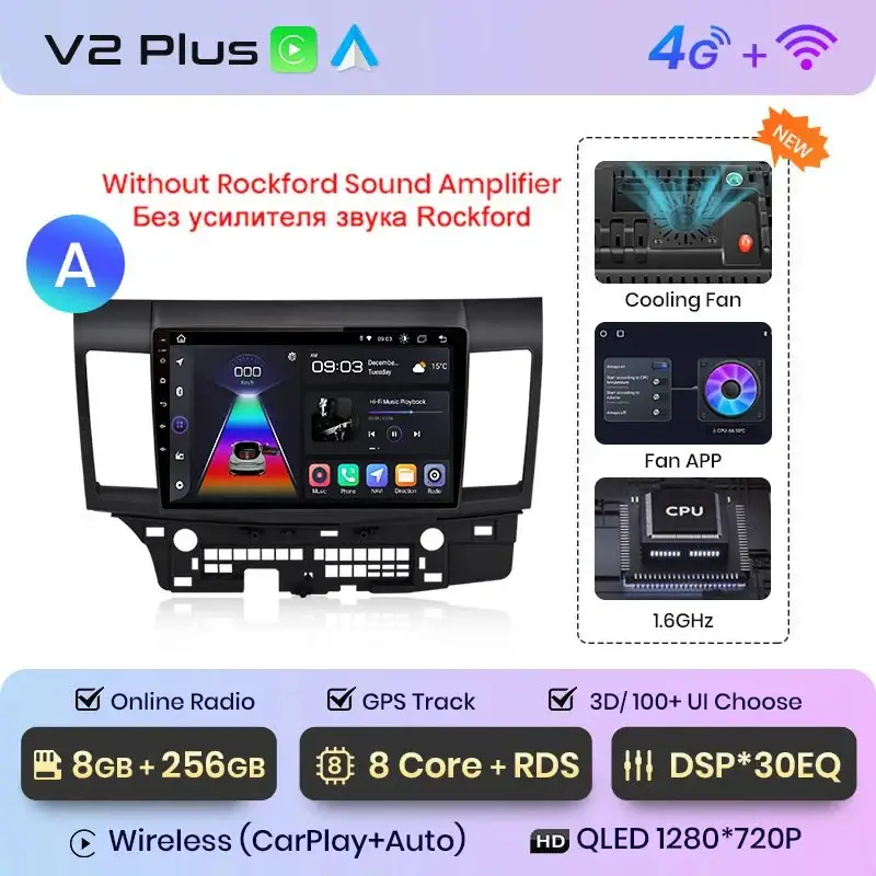 Radio Android do Mitsubishi Lancer (2007-2013) CarPlay Android Auto 4G WiFi GPS DSP