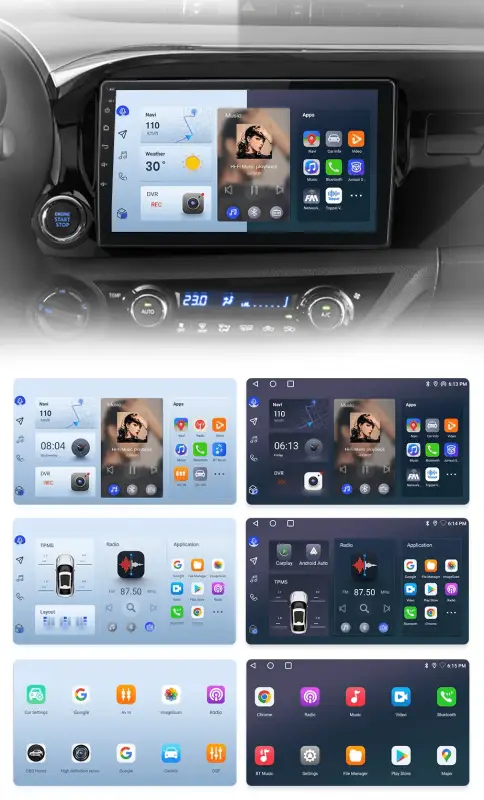 Radio Android do Toyota Hilux Pickup AN120 (2015-2020) CarPlay Android Auto 4G WiFi GPS DSP