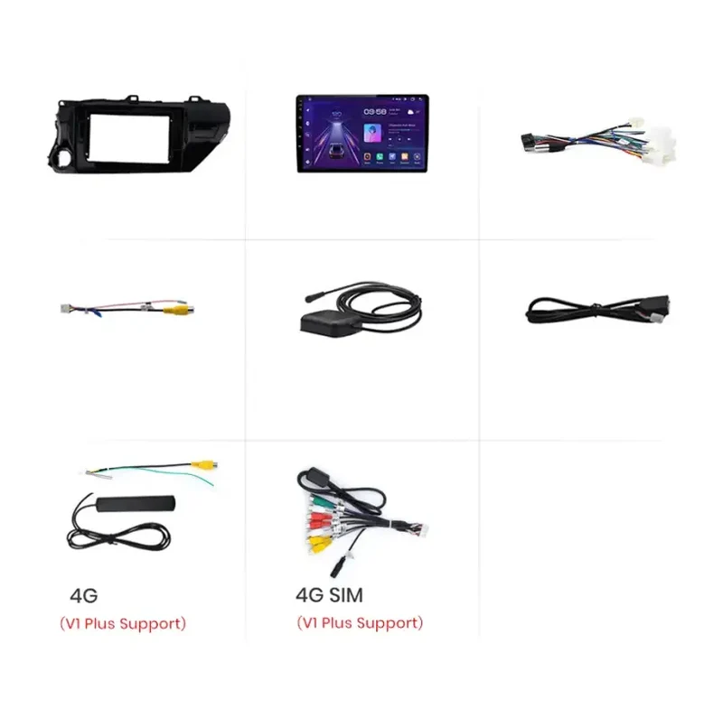 Radio Android do Toyota Hilux Pickup AN120 (2015-2020) CarPlay Android Auto 4G WiFi GPS DSP