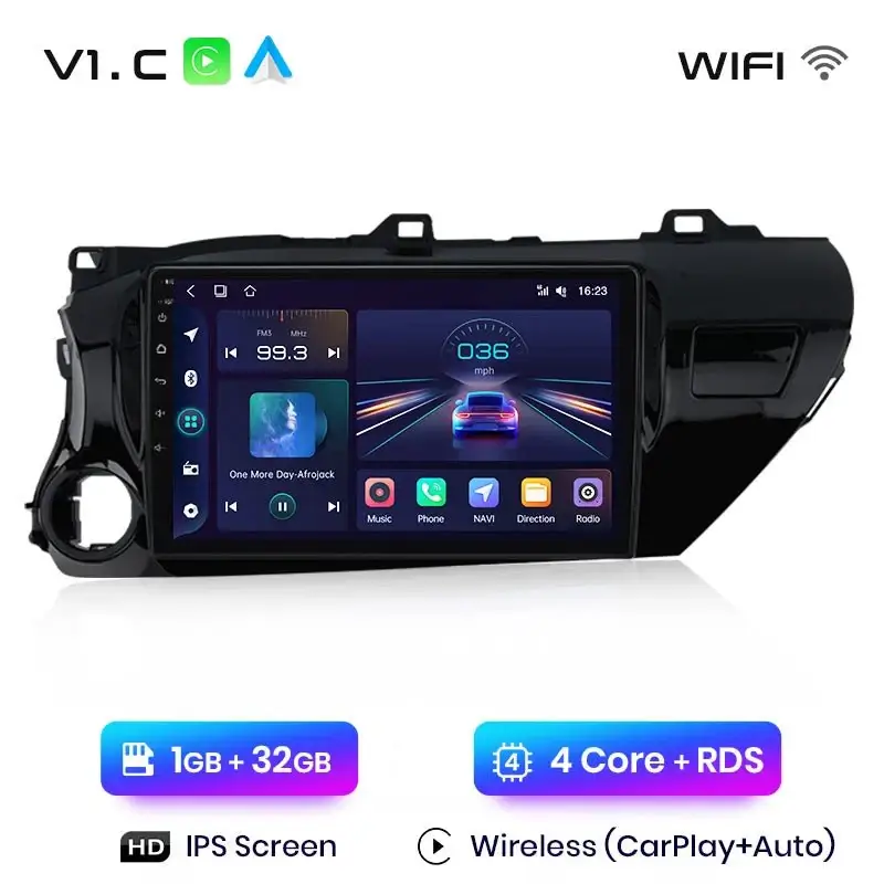 Radio Android do Toyota Hilux Pickup AN120 (2015-2020) CarPlay Android Auto 4G WiFi GPS DSP
