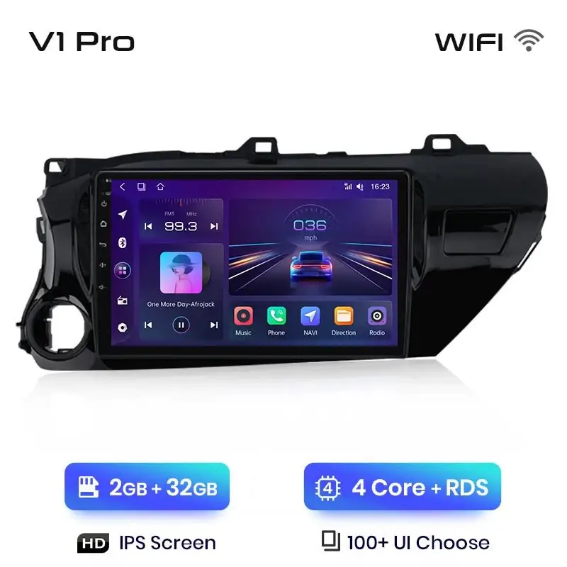 Radio Android do Toyota Hilux Pickup AN120 (2015-2020) CarPlay Android Auto 4G WiFi GPS DSP
