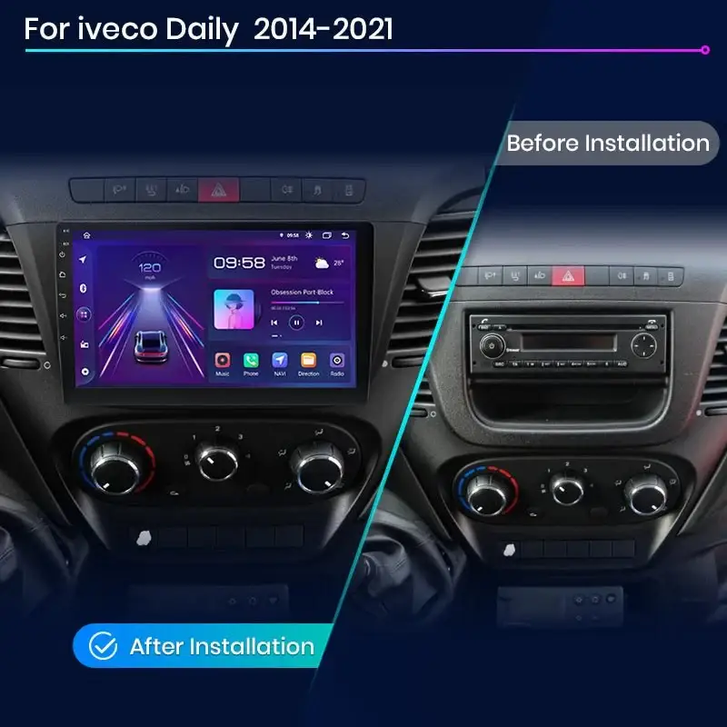 Radio Android do Iveco Daily (2014-2021) CarPlay Android Auto 4G WiFi GPS DSP