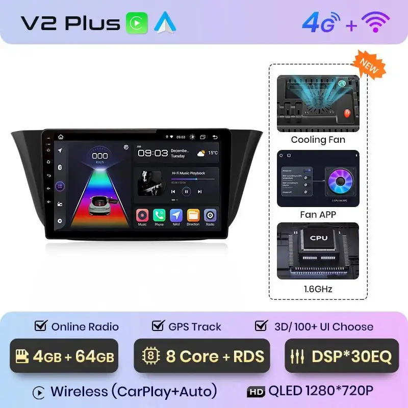 Radio Android do Iveco Daily (2014-2021) CarPlay Android Auto 4G WiFi GPS DSP