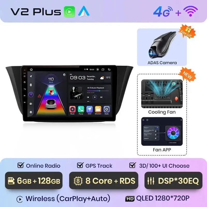 Radio Android do Iveco Daily (2014-2021) CarPlay Android Auto 4G WiFi GPS DSP