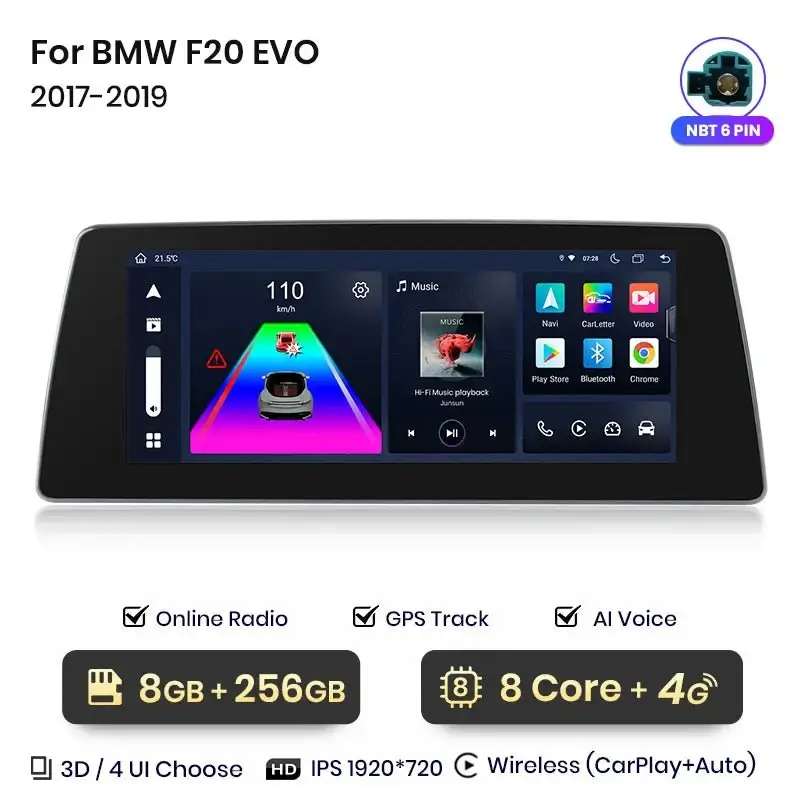 Radio Android do BMW Serii 1 F20 EVO Dedykowany (2017-2019) CarPlay Android Auto 4G WiFi GPS DSP Ekran