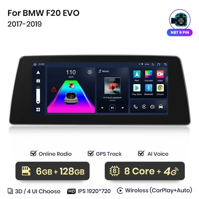 Radio Android do BMW Serii 1 F20 EVO Dedykowany (2017-2019) CarPlay Android Auto 4G WiFi GPS DSP Ekran