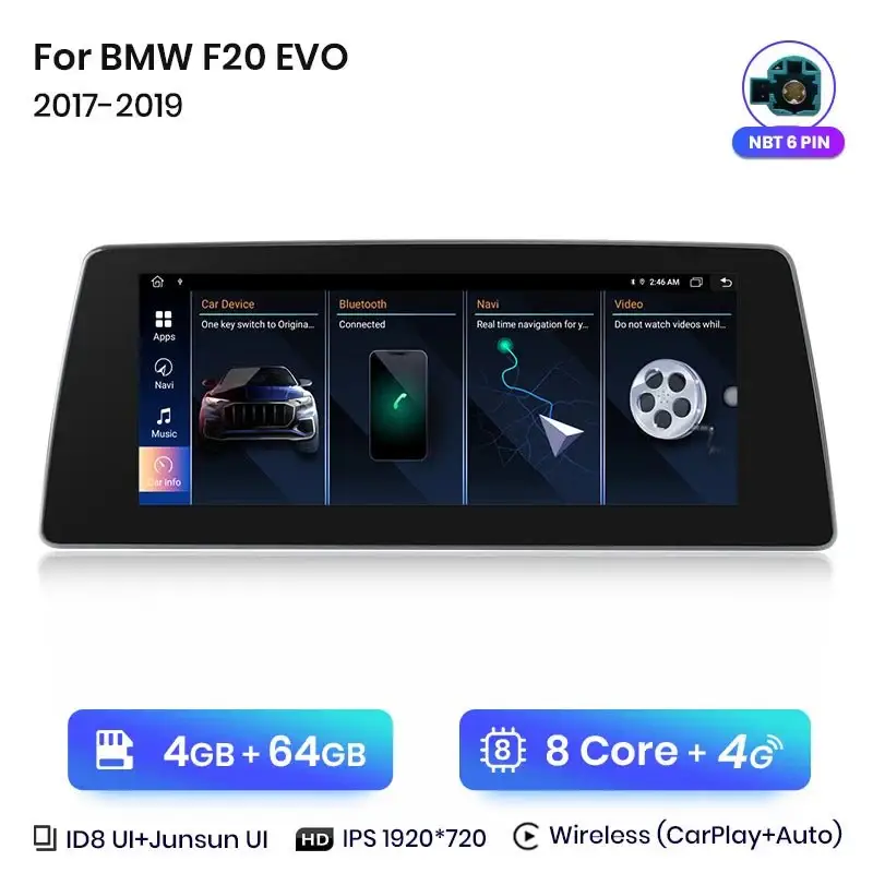 Radio Android do BMW Serii 1 F20 EVO Dedykowany (2017-2019) CarPlay Android Auto 4G WiFi GPS DSP Ekran