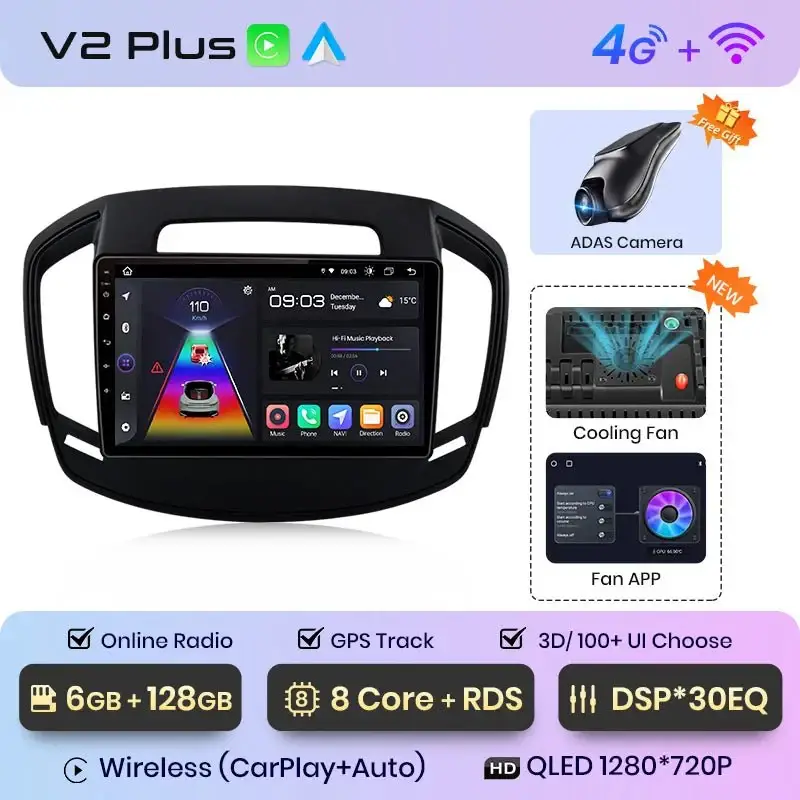 Radio Android do Opel Insignia (2013-2017) CarPlay Android Auto 4G WiFi GPS DSP