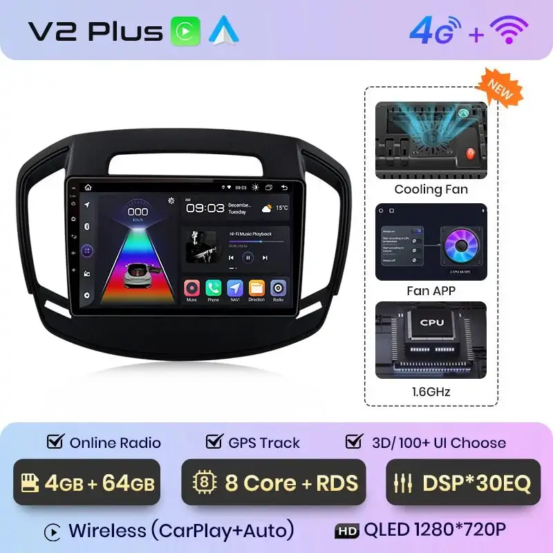 Radio Android do Opel Insignia (2013-2017) CarPlay Android Auto 4G WiFi GPS DSP