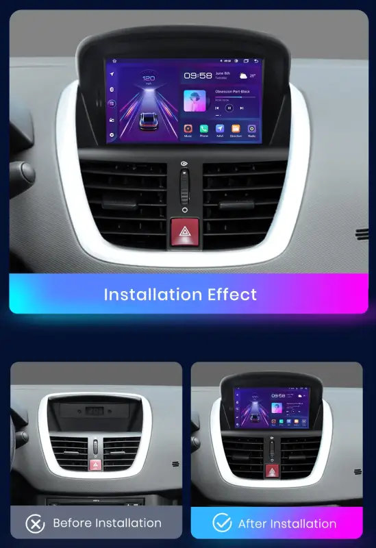 Radio Android do Peugeot 207 207CC (2006-2015) CarPlay Android Auto 4G WiFi GPS DSP