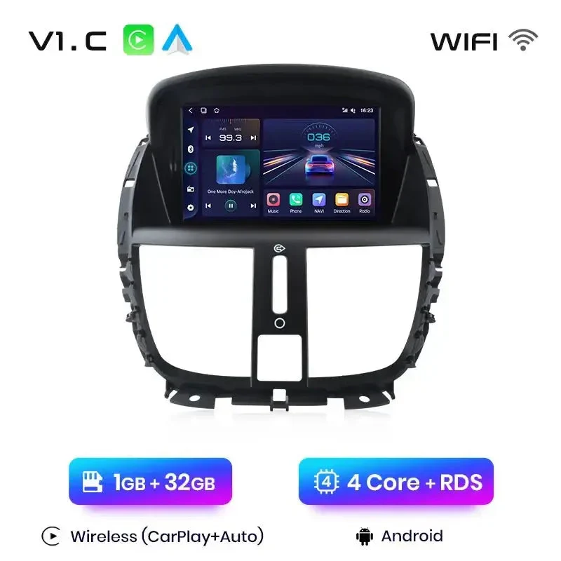 Radio Android do Peugeot 207 207CC (2006-2015) CarPlay Android Auto 4G WiFi GPS DSP