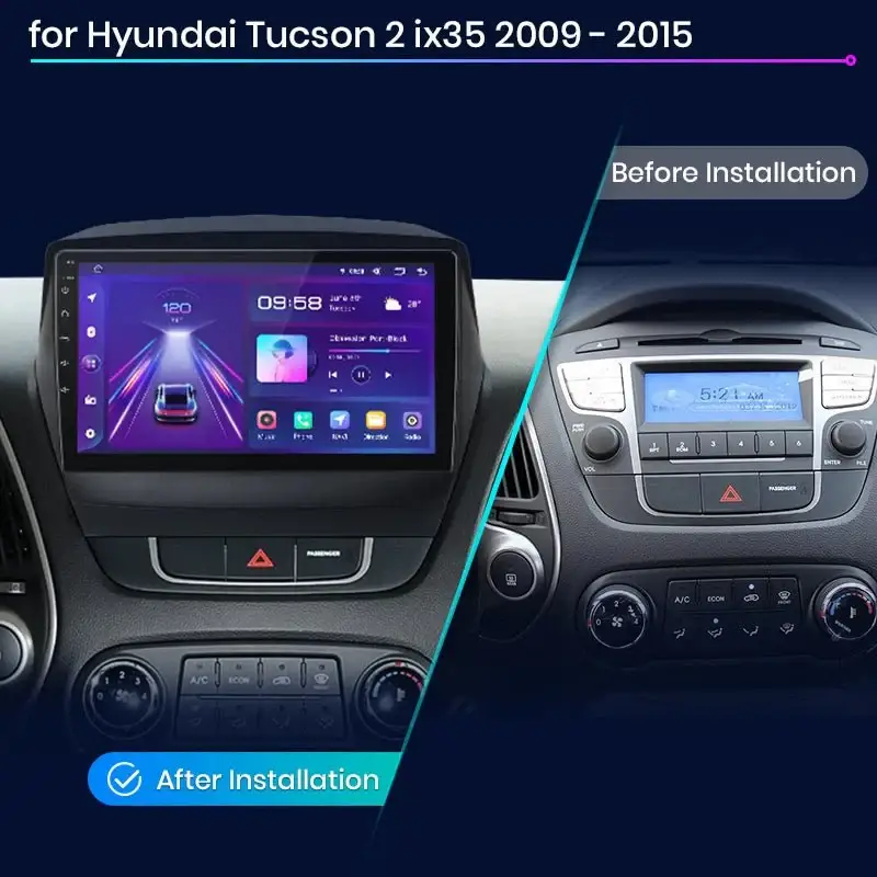 Radio Android do Hyundai Tucson II ix35 (2009-2015) CarPlay Android Auto 4G WiFi GPS DSP