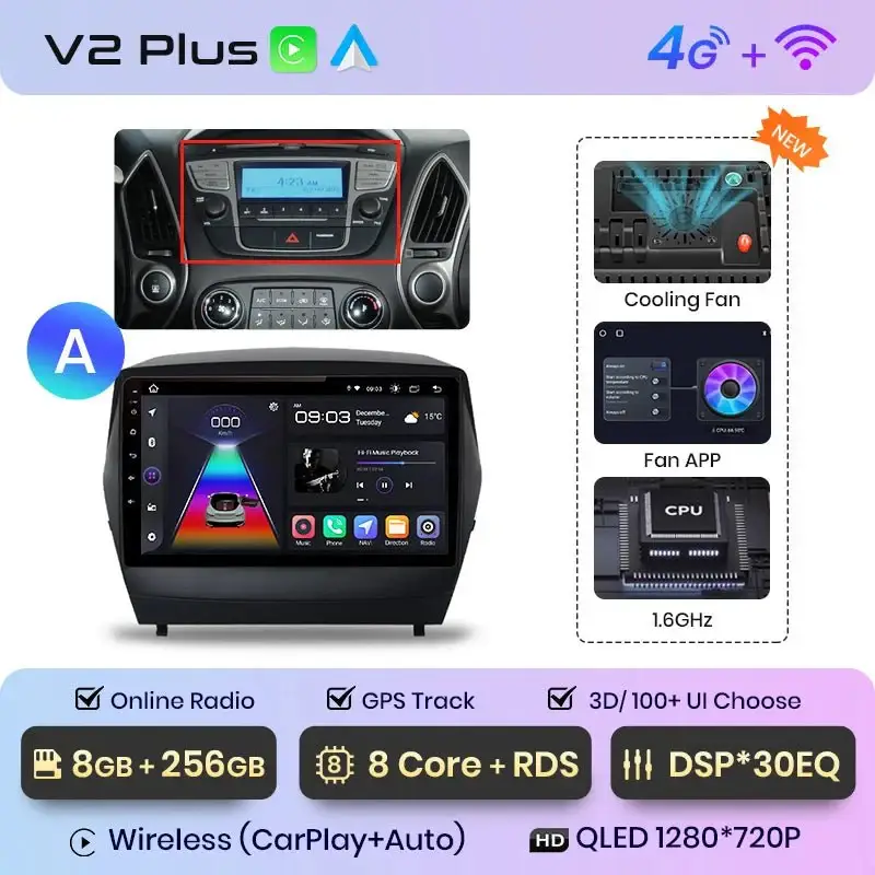 Radio Android do Hyundai Tucson II ix35 (2009-2015) CarPlay Android Auto 4G WiFi GPS DSP
