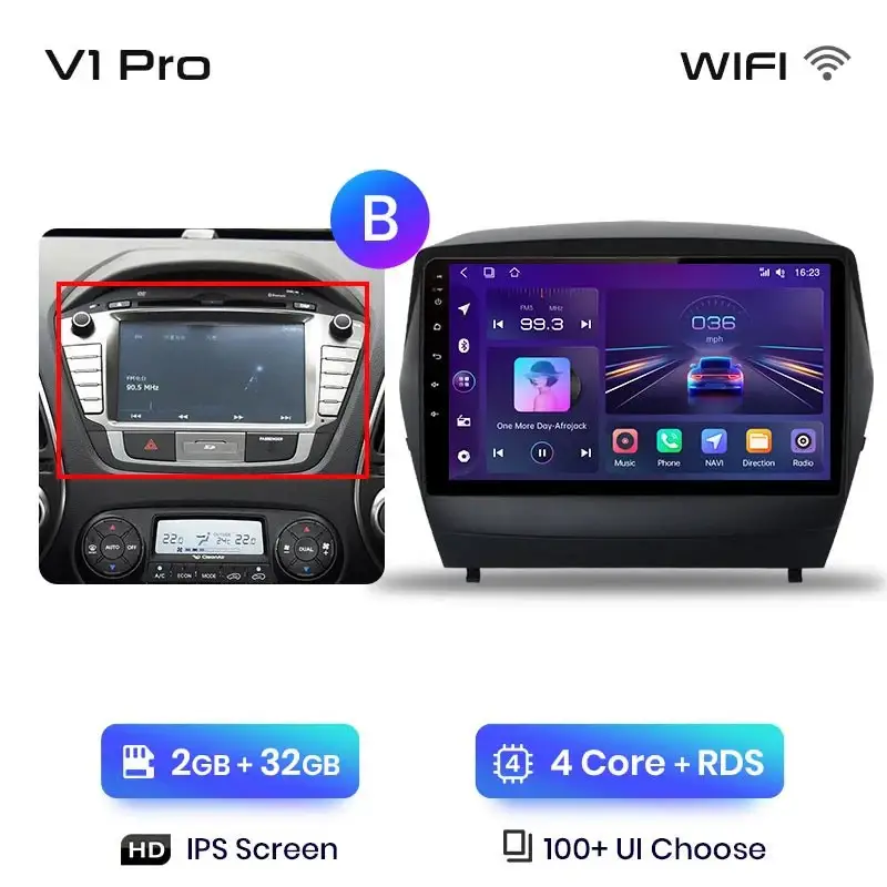 Radio Android do Hyundai Tucson II ix35 (2009-2015) CarPlay Android Auto 4G WiFi GPS DSP