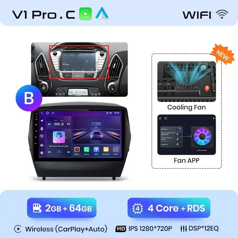 Radio Android do Hyundai Tucson II ix35 (2009-2015) CarPlay Android Auto 4G WiFi GPS DSP