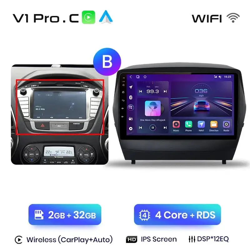 Radio Android do Hyundai Tucson II ix35 (2009-2015) CarPlay Android Auto 4G WiFi GPS DSP