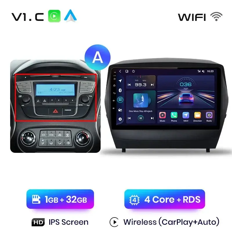 Radio Android do Hyundai Tucson II ix35 (2009-2015) CarPlay Android Auto 4G WiFi GPS DSP