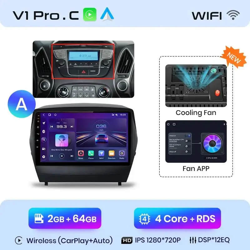 Radio Android do Hyundai Tucson II ix35 (2009-2015) CarPlay Android Auto 4G WiFi GPS DSP